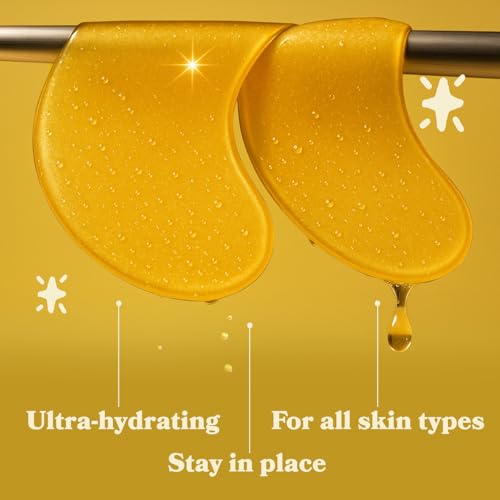 LE GUSHE Gold Under Eye Patches for Puffy Eyes and Dark Circles (10 Pairs) - Hydrating Collagen Under Eye Masks with Snail Mucin - Soothing Puffy Eyes Treatment for Women & Men - Bridesmaid Gifts