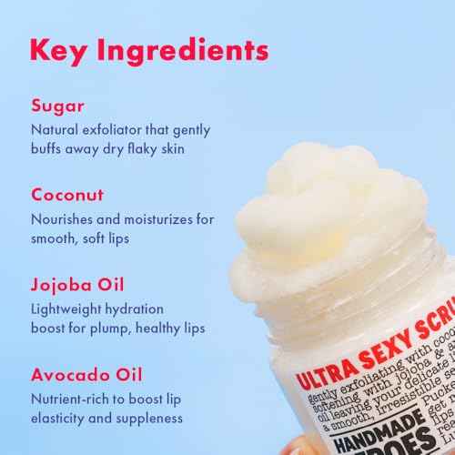 100% Natural Lip Scrub Vegan Conditioning Coconut Lip Exfoliator Gentle Exfoliant Sugar Lip Polish and Lip Exfoliator Scrubber for Chapped and Dry Lips (Lip Scrub and Mask Gift Set)