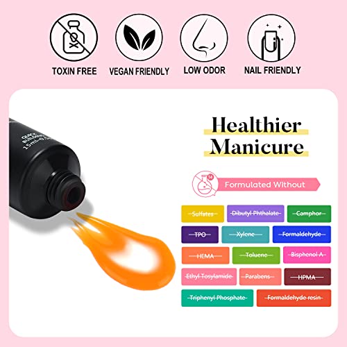AIMEILI Poly Nail Extension Gel Orange Builder Nail Gel Hema Free Poly Nail Enhancement Nail Art Design DIY Salon Nail At Home Gift for Women Nail Gel - 043