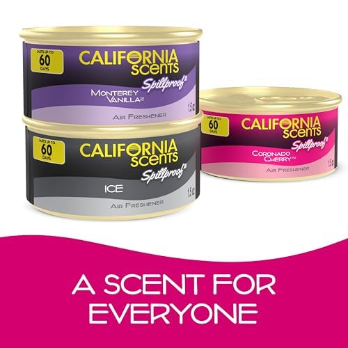 Can Air Freshener and Odor Neutralizer by California Scents, Stocking Stuffers, Set of 12 Spillproof Cans for Home and Car, Coronado Cherry, 1.5 Oz Each