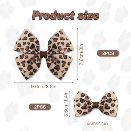 4pcs Leopard Bow Hair Clips, Cheetah Print Bowknot Hair Clip Korean Style Alligator Clip Barrettes Hairpins for Girls Women Kids Hair Accessories