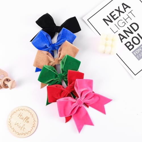 6" Velvet Cheer Bow for Girls - Large Tail Hair Clip, Great for Christmas, Halloween, St. Patrick¡¯s Day, and Cheerleading - Light Brown
