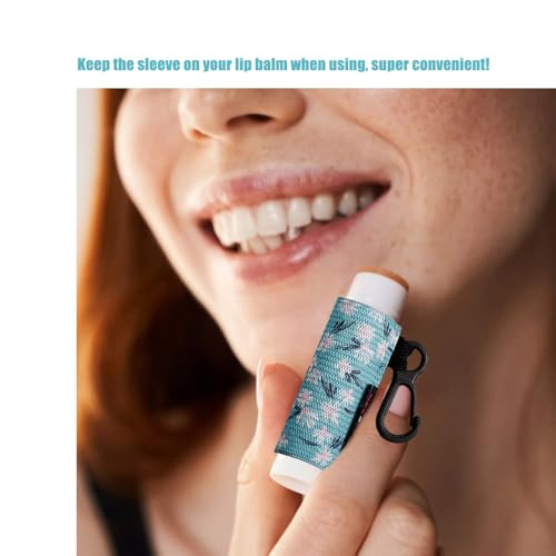 HEYSKAY 8PCS Lip Balm Holder Sleeves Keychain Lipstick Holder Key Chain Lip Gloss Holder Lipstick Elastic Sleeve(Floral Set B-8PCS)