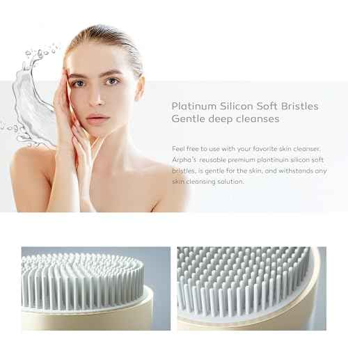 Arpha Titanium Ion Skincare Enhancer & Silicone Sonic Face Scrubber, for Skin Tightening, Brightening, Gentle Deep Cleanse, Mindful Glow Up, Only 135g, IPX7 Waterproof (Beige)