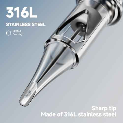 Kooba 1207RS Tattoo Cartridge Needles 30 Pcs # 12 Standard 7 Round Shader Long Taper with Membrane Safety Cartridges Disposable for Rotary Tattoo Machine Pen Gun