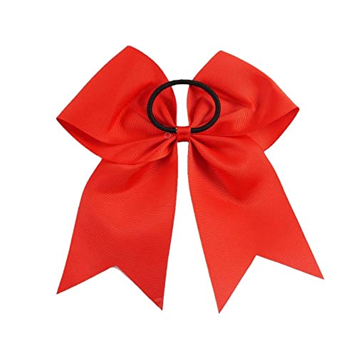 18 PCS 8" Large Red Cheer Hair Bows Ponytail Holder Elastic Band Handmade for Cheerleaders Teen Girls College Sports