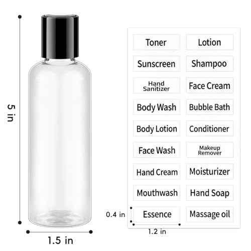 TUZAZO 10 Pack 3.4 oz Clear Travel Bottles for Toiletries TSA Approved Leakproof Travel Size Containers Empty Small Plastic Shampoo Lotion Bottles with Labels