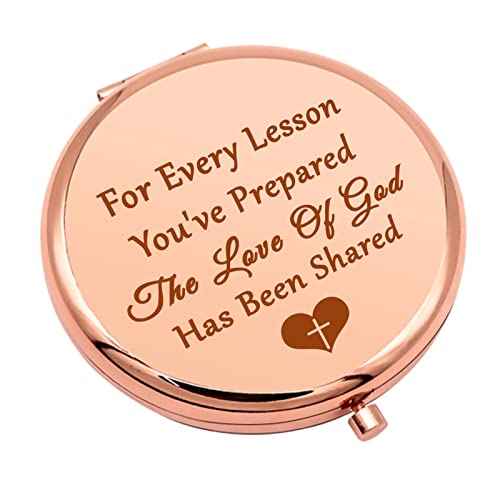 School Teacher Gifts Teacher Appreciation Gift Compact Mirror Teacher Gifts for Women Christian Gift for Her Thank You Gift for Teacher Folding Makeup Mirror Graduation Birthday Gifts