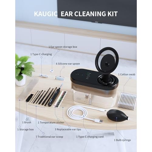 Ear Wax Removal Tool Camera - Ear Irrigation Flushing System Ear Cleaner with Camera 1080 HD, Ear Flushing Kit for Adults with One-Piece Waste Tank