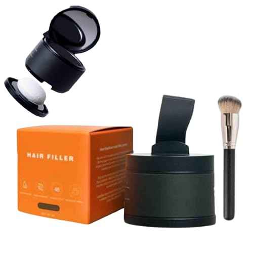 Hairbear Hair Filler, Blissae Hair Filler Powder, HairBear Hair Filler Powder, Natural Hair Thickening Fibers Instant Volume & Scalp Coverage for Thinning Hair (Black)