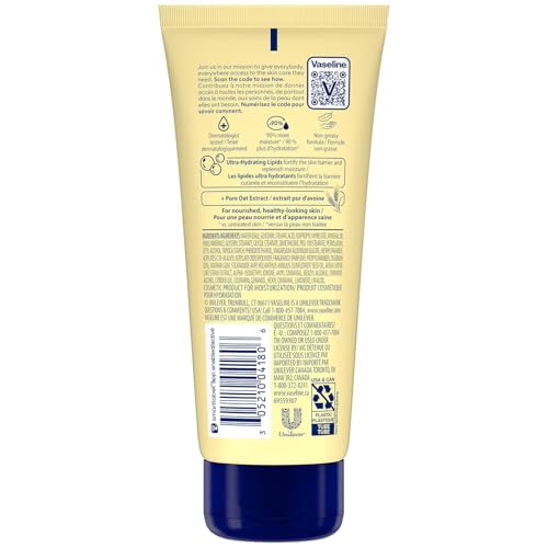 Vaseline Lotion, Intensive Care Nourishing Moisture 2-Pack ? Moisturizer with Oat Extract + Ultra-Hydrating Lipids for Healing Extremely Dry Skin, 3.4 Oz Ea