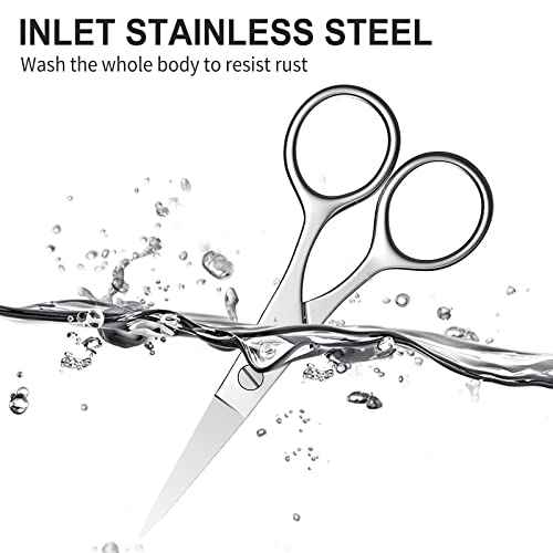 Small Scissors, Eyebrow Scissors, Nose Hair Scissors, Professional Grooming Scissors for Hair, Eyelashes, Nose, Eyebrow Trimming, Mustache. -AsonTao (Small scissors -Tip design)
