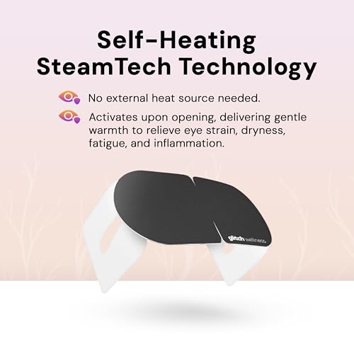 Glitch Self Heating Eye Mask - Steam Eye Mask for Dry Eyes, Soothing Relief, Stress Reduction - Disposable Warm Eye Compress Moist Heat