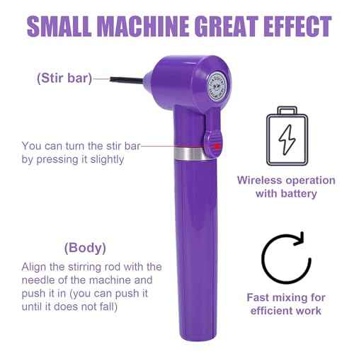 Tattoo Ink Mixer Machine Pigment Makeup Electric Eyebrow Nail Color Supply Tool Agitator Machine 100 Mixing Sticks Set-Purple