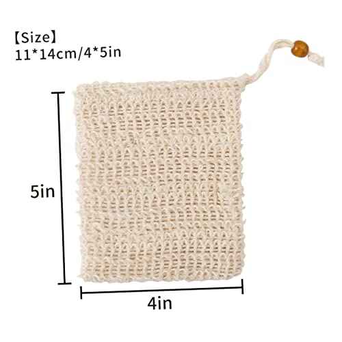 4 Pcs Drawstring Soap Foaming Bags Multipurpose Net Bags for Bar Soap African Net Sponge Design for Exfoliating and Foamingbathroom and Shower