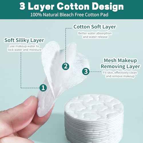 Premium Cotton Rounds for Face, 300 Count Makeup Remover Pads, 100% Pure & Natural Facial Cleansing Round Pads, Hypoallergenic, Lint-Free