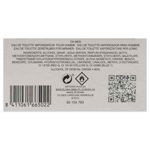 CH by Carolina Herrera for Men - 3.4 oz EDT Spray ,(Packaging may vary)