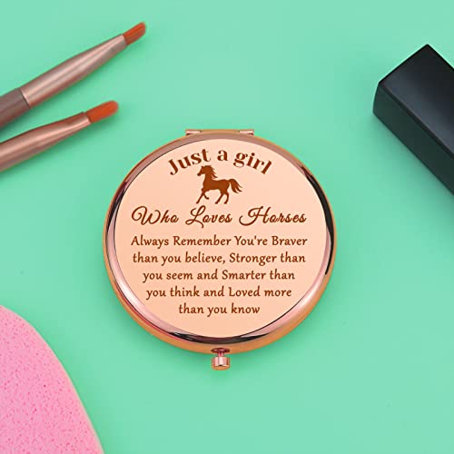 Horse Lover Gift Horses Gifts for Girls Compact Makeup Mirror for Daughter Niece Equestrian Gifts for Women Animal Lover Gift Inspirational Presents Folding Makeup Mirror Birthday Graduation