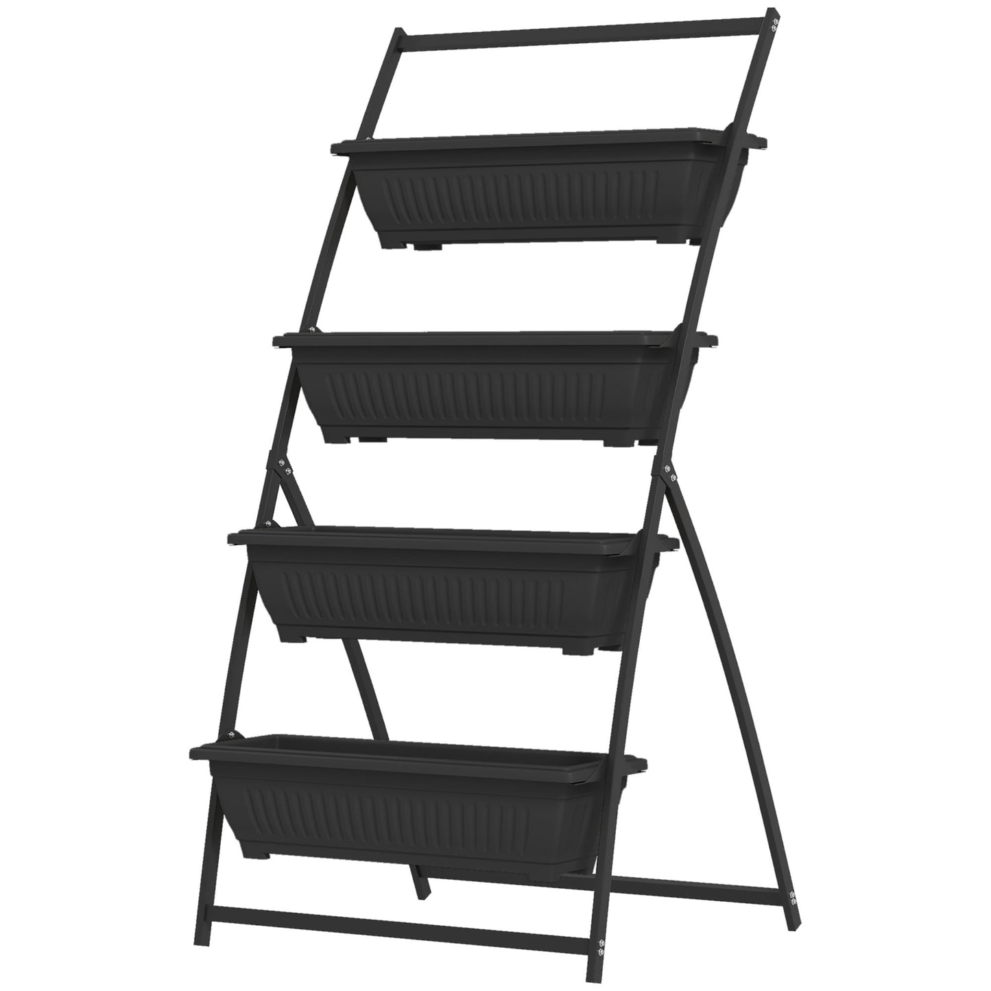 4-Tier Vertical Garden Planter Stand for Vegetables & Flowers - Black