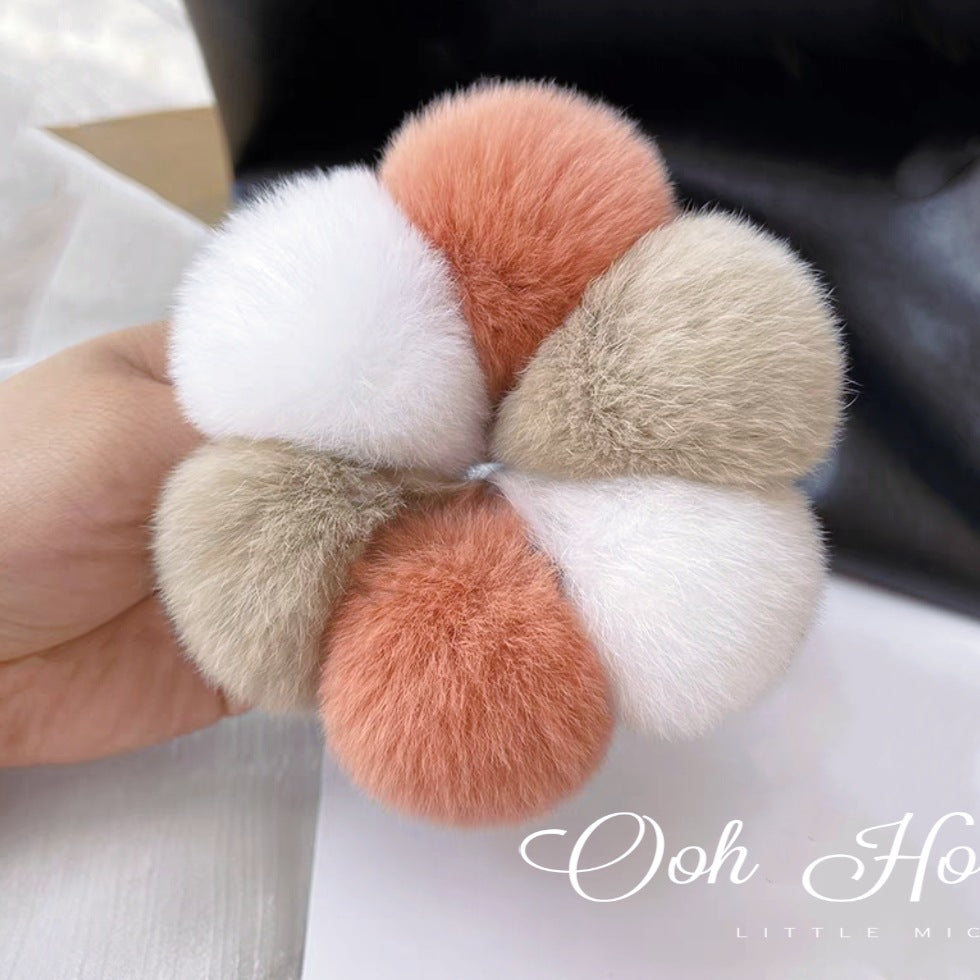 Plush Hair Ring with Rabbit Hair - Multiple Colors