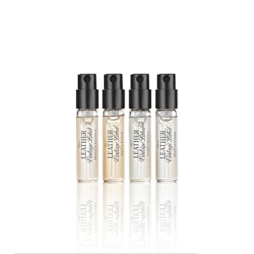Leather Vintage Label Discovery Set by Tru Western, Set of 4, Including Leather No. 1, No. 2, No. 3, and No. 4, Masculine Fragrance Gift Set
