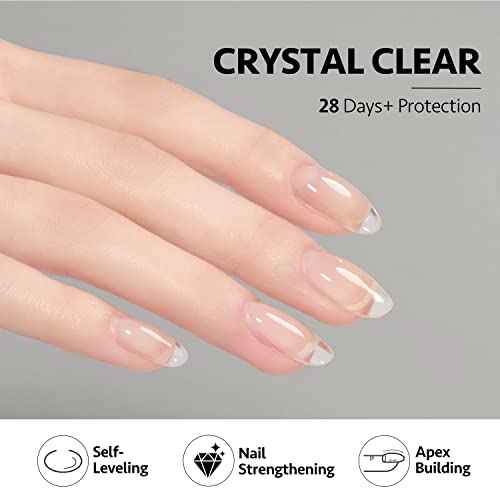 GAOY Clear Builder Gel for Nails, 16ml Nail Strengthener in a Bottle, Nail Extension Hard Gel, Soak Off Long Lasting UV Light Cure, Base Coat Top Coat Needed