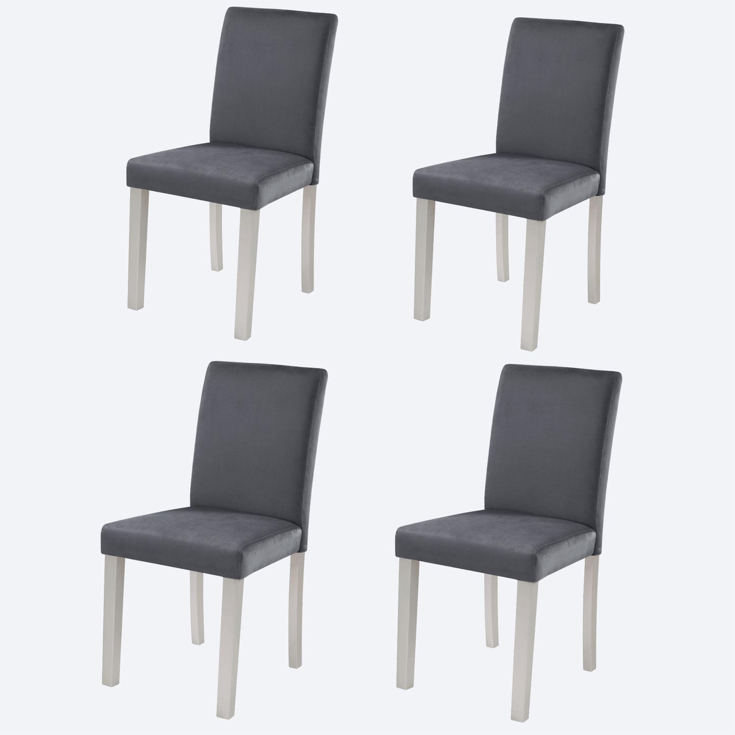 Dining Chairs Set of 4 with Padded Seat - Silver Grey