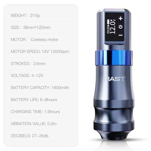 Mast Mini Tattoo Pen Kit - Cordless Corded Tattoo Gun Machine with 2 Batteries & RCA Cable 3.6mm Stroke Complete Tattoo Kit for Beginners Professionals