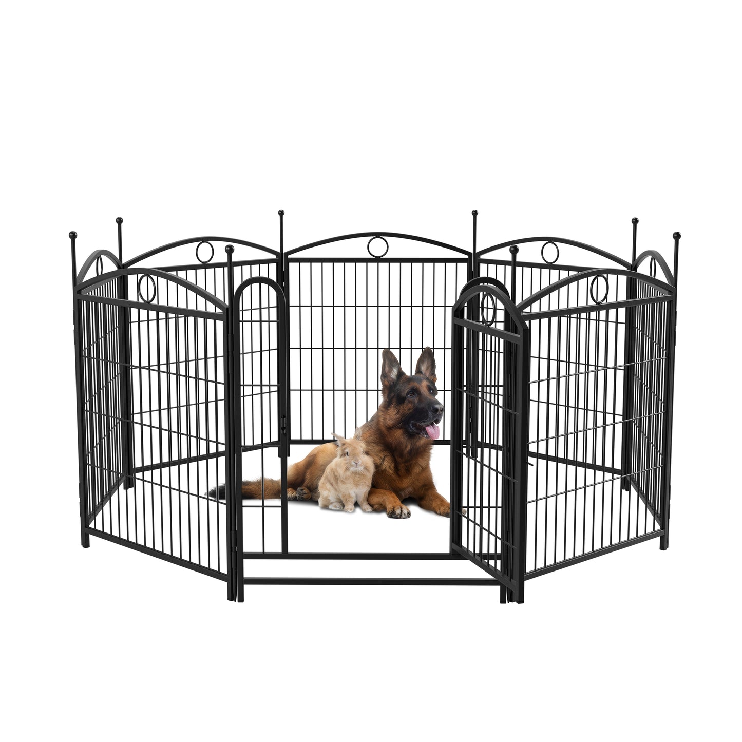 Indoor Outdoor 32 Inch Metal Dog Playpen with Doors - Heavy Duty Pet Fence