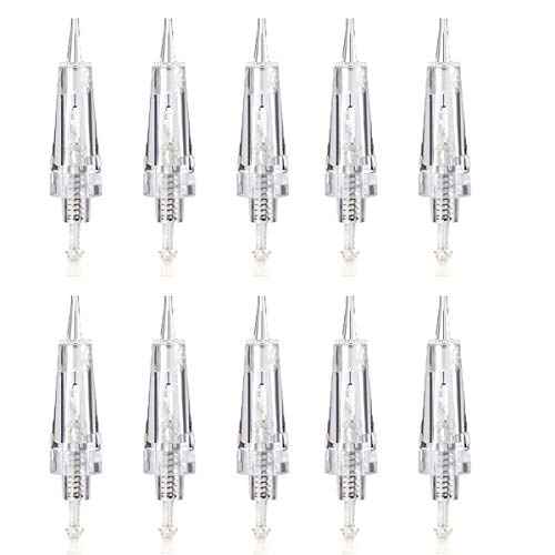 10 PCS M Permanent Make Up Permanent Make Up Needle for Cordless Tattoo Machine - Ombre Powder Brows Microblading Shading Eyeliner Lip Tattoo Permanent Make Up (1RL .18mm)