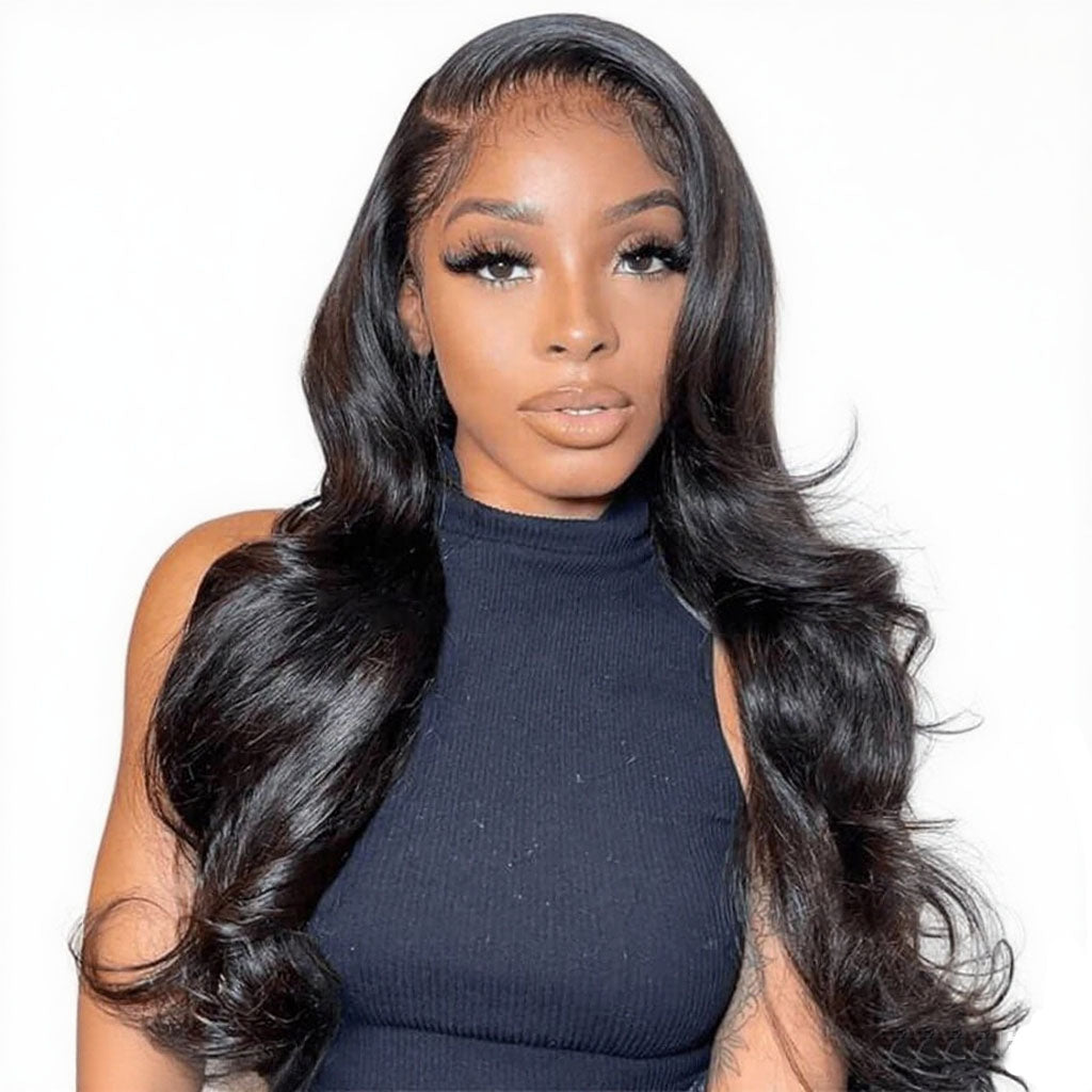 13x4 Lace Front Body Wave Human Hair Wig - Natural Color Transparent Lace