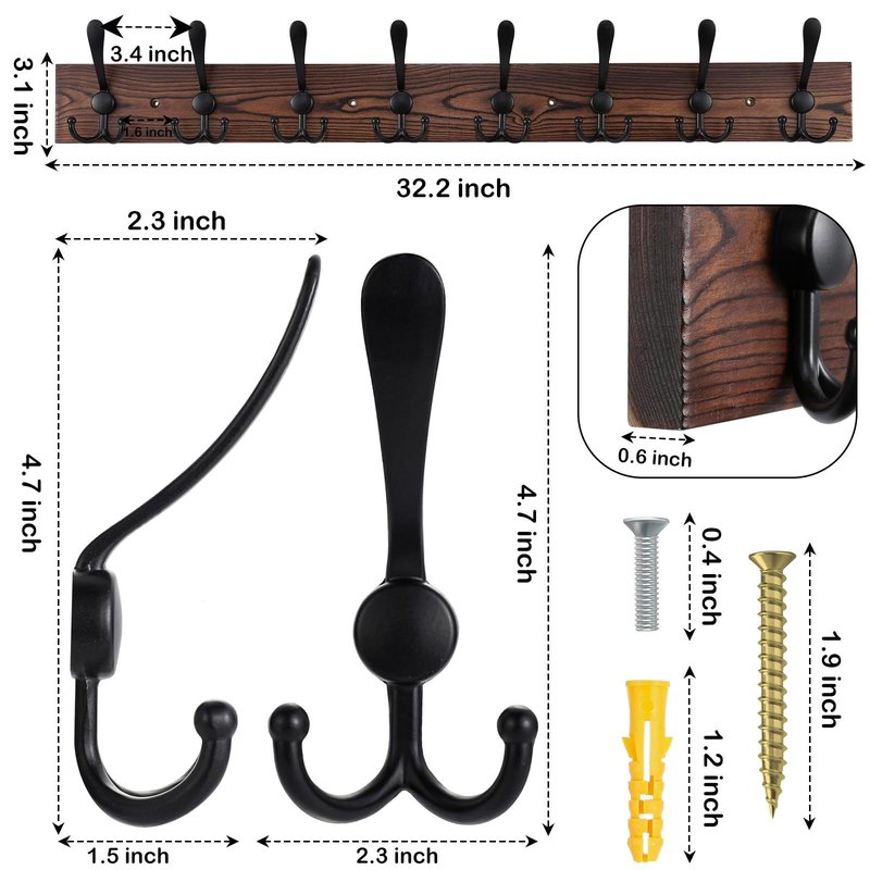 Minimalist Solid Wood Wall Hook - Versatile Home Storage Organizer