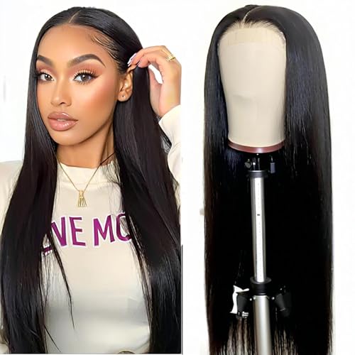 VibeFusion 13x4 HD Transparent Lace Front Human Hair Straight Wig 200% Density Glueless Pre-Plucked Pre-Cut 16 Inch Women's Wig