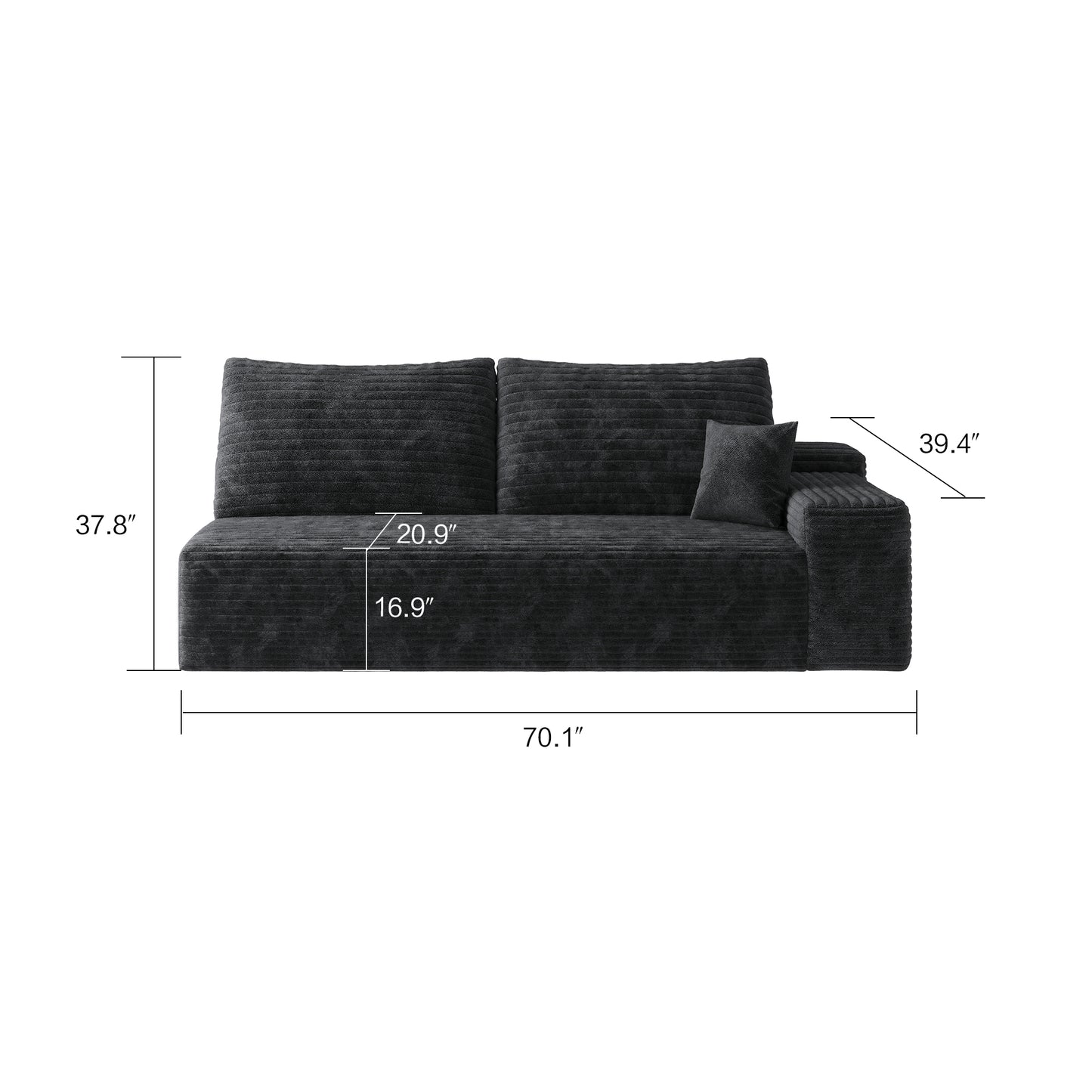 Black 3-Seat Left Sectional Sofa - Y119 Model
