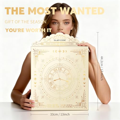Makeup Advent Calendar 2025, 24 Days Beauty Gift Set for Adult Women & Teen Girls ? GlAM CODE Christmas Countdown Calendar Beauty & Cosmetics Holiday Surprise Make Up Gift Kits - Golden