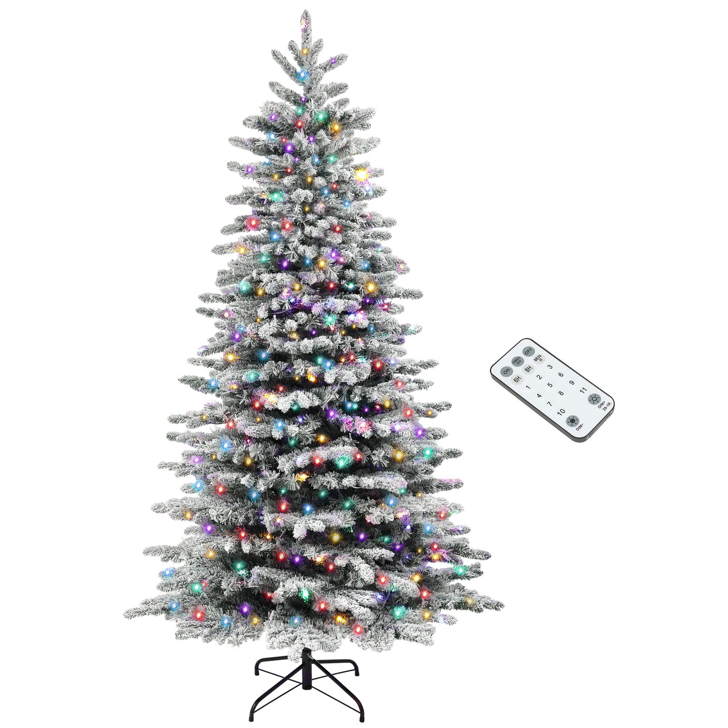 7.5ft Pre-Lit Snow Flocked Christmas Tree with 500 LED Lights
