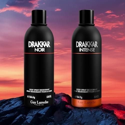 Guy Laroche Drakkar Noir, Iconic Designer Fragrance, Intense & Powerful Body Spray, Fougere Blend & Aromatic Spices, Long Lasting Mens Cologne, Day and Evening Scent