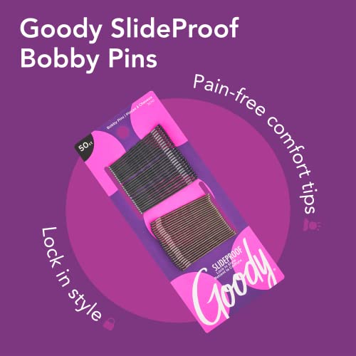 Goody Metallic Bobby Pins - 50 Count, Black - 2 Inch Pins for Secure and Painless Hairstyling on All Hair Types