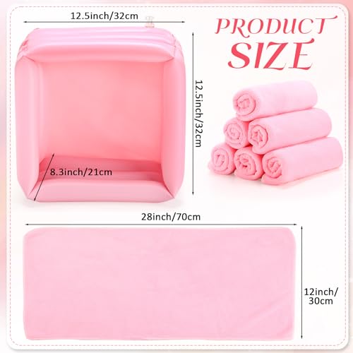 12 Pcs Foot Spa Kit for Girls Kids 12. 5 x 12. 5 x 8. 3 Inch Foot Care Bath and 12 x 28 Inch Hand Towels Washbasin Salon Towels for Spa Sleepover Party Supplies(Light Pink)