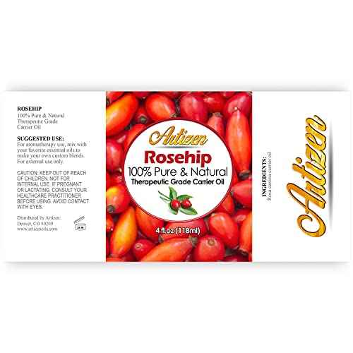 Artizen Cold Pressed Rosehip Oil - Pure, Therapeutic Grade for Skin, Hair & Nails, Ance Dropper Included - 4 fl oz