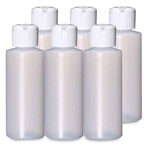 Plastic Cylinder Bottles with Flip Top Pour Spout - BPA-Free & Refillable Containers- Durable, Affordable Price - Store Lotion and Any Kind Liquid-Based Products, Size 4 Oz (6 Pack)