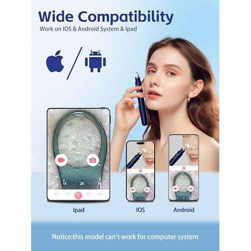 Visual Blackhead Remover Tools with Camera,Pimple Popper Extractor Tool Kit with Camera 20X 1080P Pore Cleaner Acne Comedone Whitehead Extractor Kit for iPhone/Android (Blue)