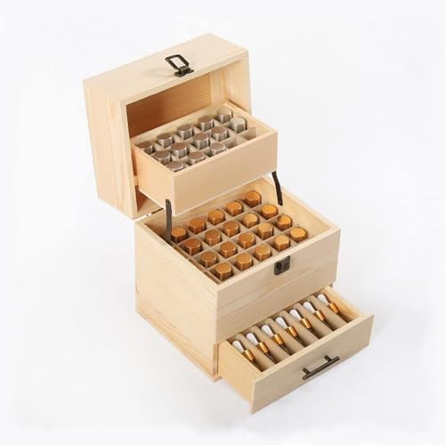 Essential Oil Storage Box Wooden Essential Oils Display Organizer Stand Holder for 15 ml Bottles Nail Polish Collection. (59 slots)