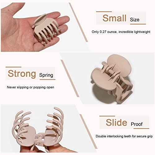 1.6" Matte Small Double Row Teeth Hair Clips for Women - Strong Hold Jaw Clamps for Thin, Fine & Thick Hair