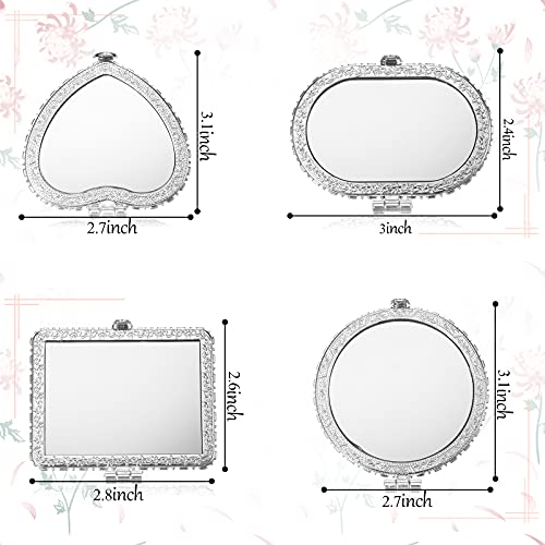 8 Pieces Flower Compact Mirror for Purse Bulk Small Compact Mirror Gift Makeup Floral Pocket Retro Folding Portable Travel Accessories for Women Girls Christmas Gifts