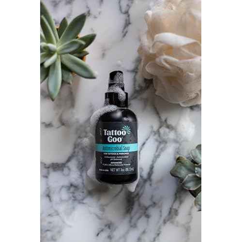 Tattoo Goo Cleansing Soap, 3 oz, For Piercing & Tattoo Aftercare, Hydrates and Cleans Dirt, pH Balanced Soap, Leaves No Residue, No Fragrance, Alcohol, Laonin or Petroleum Jelly