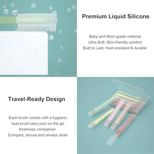 Eyelid Brush with Soft Silicone for Sensitive Eyelids,Gently Deeply Clean Eyelid Margins,Removes Dirt,Oil.Blepharitis,MGD and Dry Eyes Relief,Lid Scrub Device,Eyelid Cleanser Partner (5pcs)