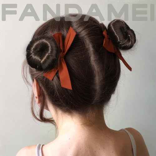 FANDAMEI Hair Bun Maker for Kids, 4PCS Donut Bun Maker Small with 4PCS Extra Small Hair Buns Kit. Ballet Hair Bun Maker for Kids, Hair Bun Set with Elastic Hair Ties, Hair Pins.(Brown)
