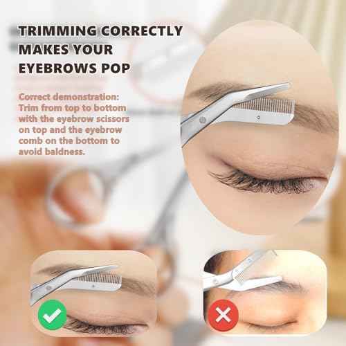 Eyebrow Comb Trimmer - Scissors with Comb, Eyebrow Trimmer for Men & Women, Comes with Brush