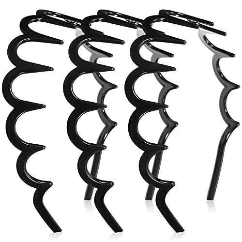 Yeshone 3 Pieces U-Shaped Plastic Headbands - Comb Hoop Wave Hair Bands (Black)